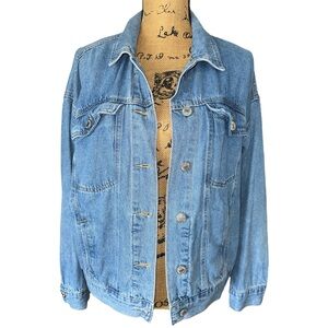 Forever 21 Women’s Blue Medium Wash Denim Button Front Jean Jacket Size M